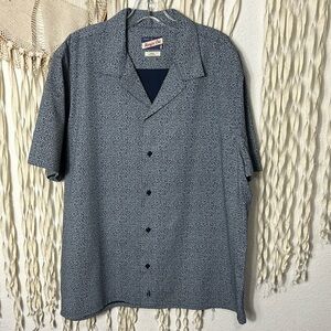 Johnnie-O Navy Print Short Sleeve Rowan Shirt Size Large